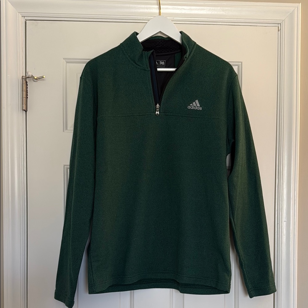 Adidas Men's Forest Green Zip-Up Sweater